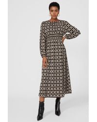 PRINCIPLES - Geo Printed Shirred Waist Midi Dress - Lyst
