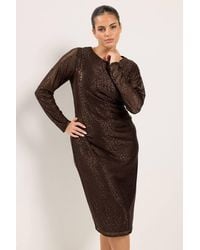 Yours - Leopard Print Ruched Side Midi Dress - Lyst