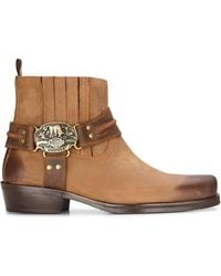 Infinity Leather - Leather Cowboy Ankle Boots Biker Western Square Toe Hunting Boot - Lyst