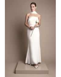 Coast - Satin Fishtail Wedding Dress With Drape Scarf - Lyst