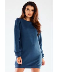Love Lace - Cotton Long Sleeve Sweatshirt Dress With Side Slit - Lyst