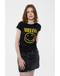 Nirvana - Yellow Smiley Skinny Fit T Shirt - Lyst