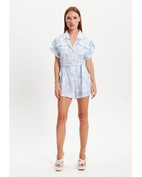 Liquorish - Leaf Printed Playsuit - Lyst