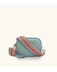 Apatchy London - Pale Blue Leather Crossbody Bag With Orange Boho Strap - Lyst