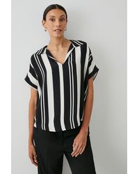 PRINCIPLES - Black Stripe Collared Shirt - Lyst