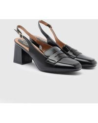Wallis - Audrey Faux Leather Slingback Buckle Detail Block Heeled Loafers - Lyst