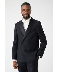 Burton - Slim Fit Black Double Breasted Tuxedo Suit Jacket - Lyst