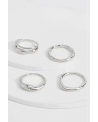 Boohoo - Silver Chunky Multipack Rings - Lyst