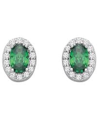 Jewelco London - Oval Cz Oval Halo Royal Cluster Stud Earrings - Lyst