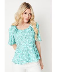 Dorothy Perkins - Animal Button Front Angel Sleeve Blouse - Lyst