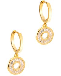 Pure Luxuries - Gift Packaged 'nabby' 18ct Yellow Gold Plated 925 Silver & Cubic Zirconia Drop Circle Hoop Earrings - Lyst