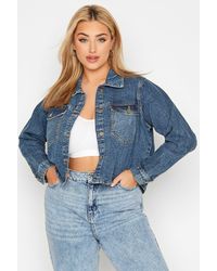 Yours - Plus Size Cropped Denim Shacket - Lyst