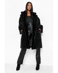 Boohoo - Luxe Faux Fur Oversized Coat - Lyst