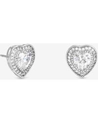 Jon Richard - Rhodium Plated & Pave Heart Halo Stud Earrings - Lyst