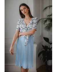 Love Lace - Short Sleeve Heart Neck Tie Shirt - Lyst