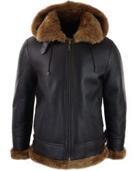 TruClothing - Sherling Sheepskin Hood Jacket Aviator - Lyst