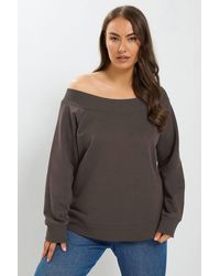 Yours - Off Shoulder Ribbed Sweatshirt - Lyst