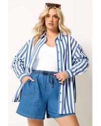 Yours - Stripe Linen Long Sleeve Shirt - Lyst