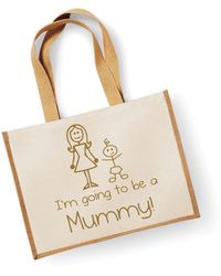 60 SECOND MAKEOVER - Large Jute Bag I'm Going To Be A Mummy Natural Bag Gold Text New Mum - Lyst
