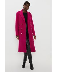 Wallis - Pink Military Double Breasted Coat - Lyst