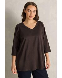 Evans - V-Neck Cotton Top - Lyst