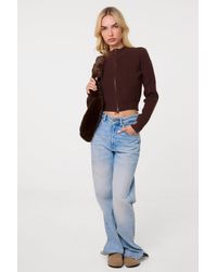 Pink Vanilla - Soft Ribbed Zip Through Jumper - Lyst