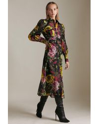 Karen Millen - Petite Bold Rose Organdie Woven Shirt Dress - Lyst