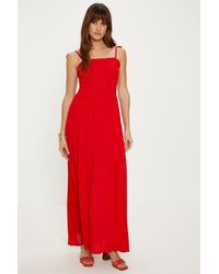 Oasis - Strappy Crinkle Shirred Maxi Dress - Lyst