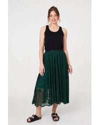 Izabel London - Floral Semi Sheer Mesh Layer Midi Skirt - Lyst
