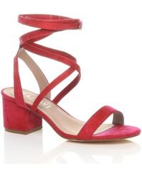 AJVANI - Mid Block Heel Tie Up Sandals - Lyst