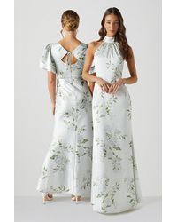 Coast - Dahlia Printed Satin Halterneck Bridesmaids Dress - Lyst