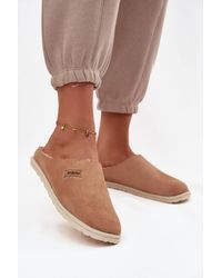 Love Lace - Cozy Warm Faux Fur Lined Suede Slippers With Footbed - Lyst