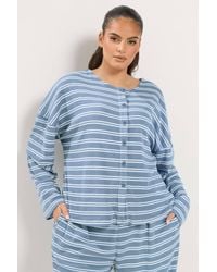 Yours - Striped Button Up Long Sleeve Top - Lyst