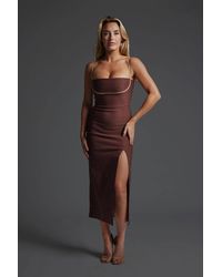 Vesper - Square Neck Contrast Strap Midaxi Dress - Lyst