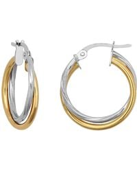 Jewelco London - 9Ct 2- Plain Twisted Double 1.5Mm Hoop Earrings 21Mm - Lyst