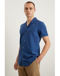 Burton - Slim Fit Blue Short Sleeve Seersucker Revere Shirt - Lyst