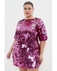 Coast - Plus Size Premium Square Sequin T Shirt Dress - Lyst