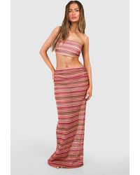 Boohoo - Stripe Crochet Top & Skirt Beach Co-ord - Lyst