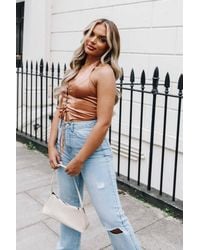 Femme Luxe - Halterneck Lace Up Crop Top - Lyst
