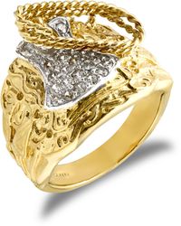 Jewelco London - 9ct Gold Cz Horse Saddle Rope Ring - Jrn054b - Lyst