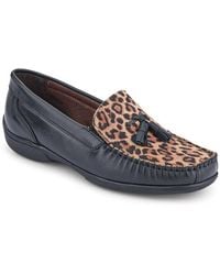 Pavers - Embroided Panel Leather Loafers - Lyst