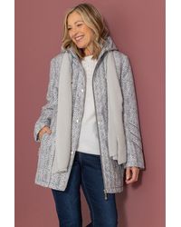 Anna Rose - Printed Parka Coat With Scarf - Lyst