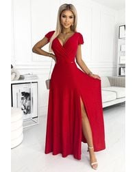 Love Lace - Glitter Wrap Cap Sleeve Maxi Dress With Side Slit - Lyst