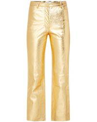 Sandro High Waist Flared Fit Cropped Broek Met Metallic Finish