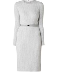 Ted Baker Ribgebreide Jurk Met Ceintuur - Grijs