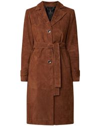 Ted Baker Trenchcoat Van Suède Met Strikceintuur - Bruin