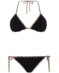 Burberry Bikiniset Met Ruitdessin En Uitneembare Padding - Zwart