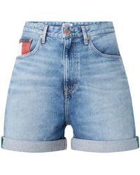 Tommy Hilfiger High Waist Mom Fit Jeans Met Lichte Wassing - Blauw