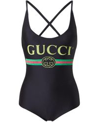 Gucci Glinsterend Badpak Met Logo - Zwart