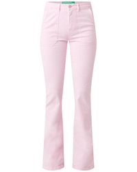 Benetton High Waist Flared Fit Jeans Met Opgestikte Zakken - Roze
